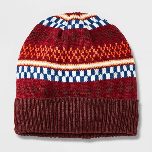 Fairisle Lined Beanie - Goodfellow & Co™ Maroon, one size‎ - Picture 1 of 1
